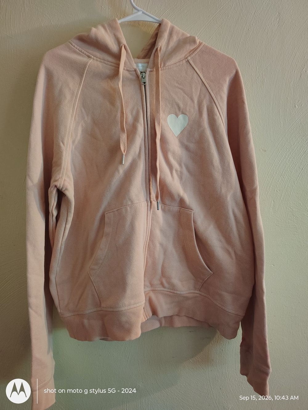 Spiritual Gangster Women’s Pink Full Zip Hooded Fleece Hoodie Pockets L
